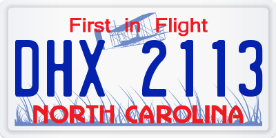 NC license plate DHX2113