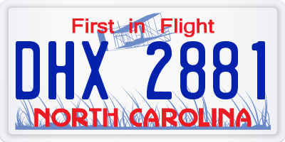 NC license plate DHX2881