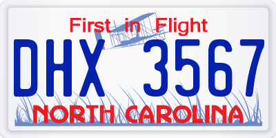 NC license plate DHX3567
