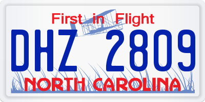 NC license plate DHZ2809