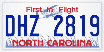 NC license plate DHZ2819