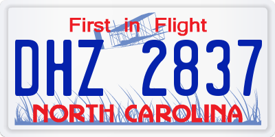 NC license plate DHZ2837