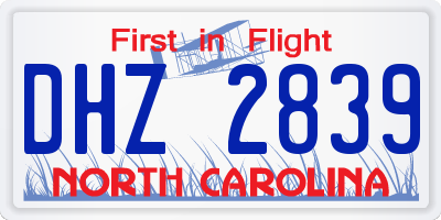 NC license plate DHZ2839