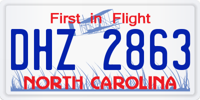 NC license plate DHZ2863