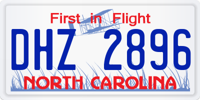 NC license plate DHZ2896
