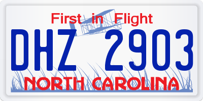 NC license plate DHZ2903