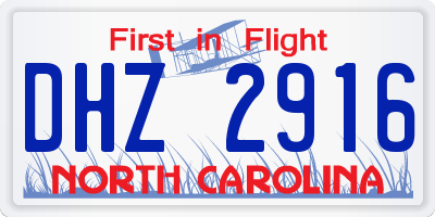 NC license plate DHZ2916