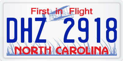 NC license plate DHZ2918