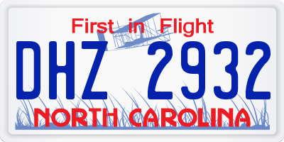 NC license plate DHZ2932