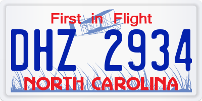 NC license plate DHZ2934