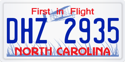 NC license plate DHZ2935