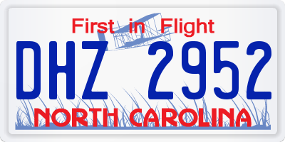 NC license plate DHZ2952