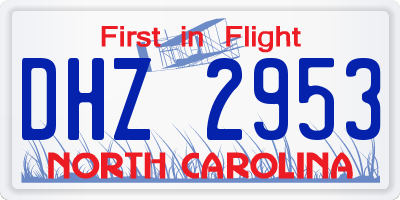 NC license plate DHZ2953