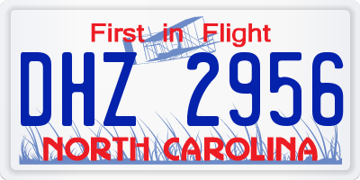 NC license plate DHZ2956