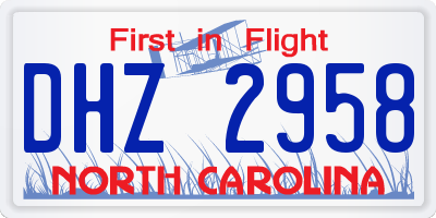 NC license plate DHZ2958