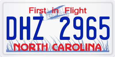 NC license plate DHZ2965