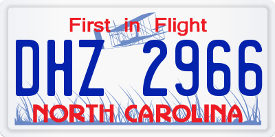 NC license plate DHZ2966