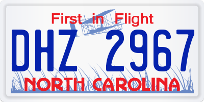 NC license plate DHZ2967