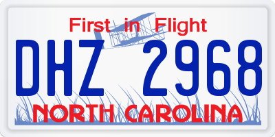 NC license plate DHZ2968