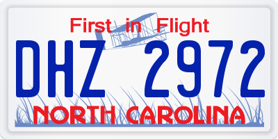 NC license plate DHZ2972