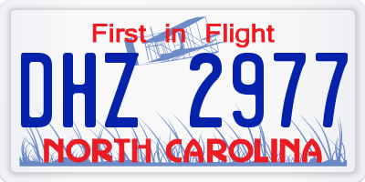 NC license plate DHZ2977