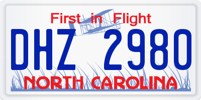 NC license plate DHZ2980