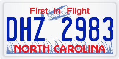 NC license plate DHZ2983