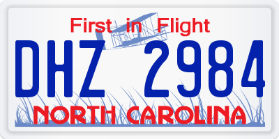 NC license plate DHZ2984