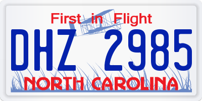 NC license plate DHZ2985