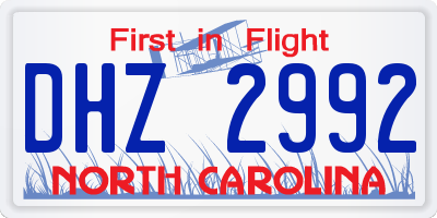 NC license plate DHZ2992