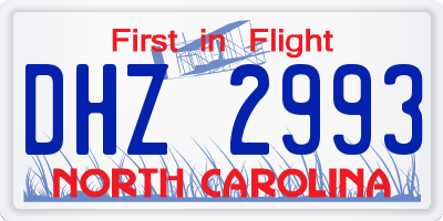 NC license plate DHZ2993
