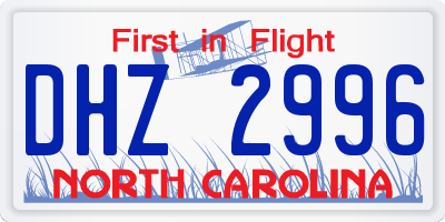 NC license plate DHZ2996