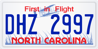 NC license plate DHZ2997