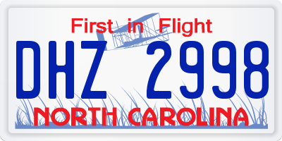 NC license plate DHZ2998