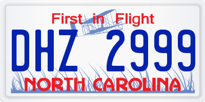 NC license plate DHZ2999