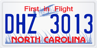 NC license plate DHZ3013