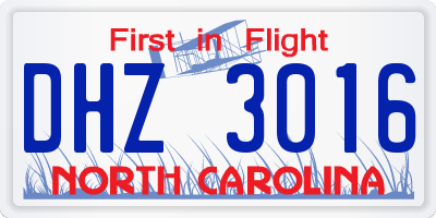NC license plate DHZ3016