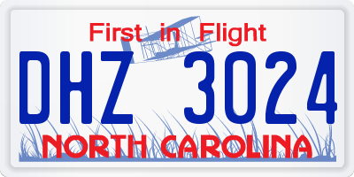 NC license plate DHZ3024