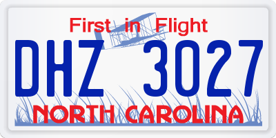 NC license plate DHZ3027
