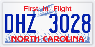NC license plate DHZ3028
