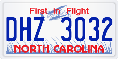 NC license plate DHZ3032