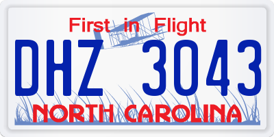 NC license plate DHZ3043