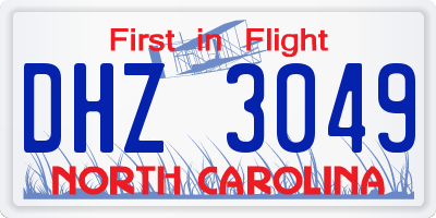 NC license plate DHZ3049