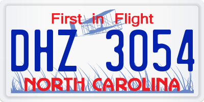 NC license plate DHZ3054