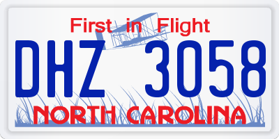 NC license plate DHZ3058