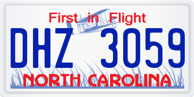 NC license plate DHZ3059