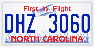 NC license plate DHZ3060