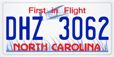 NC license plate DHZ3062