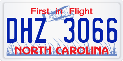 NC license plate DHZ3066