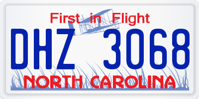 NC license plate DHZ3068